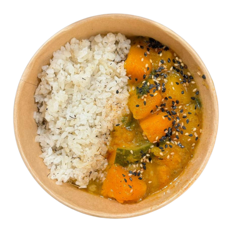 Estofado de calabaza y espinacas con arroz