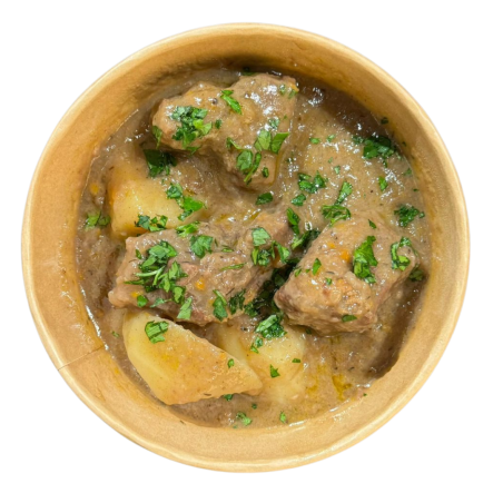 Estofado de ternera con patata y guisante