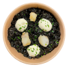 Arroz negro con rape a la andaluza y alioli suave