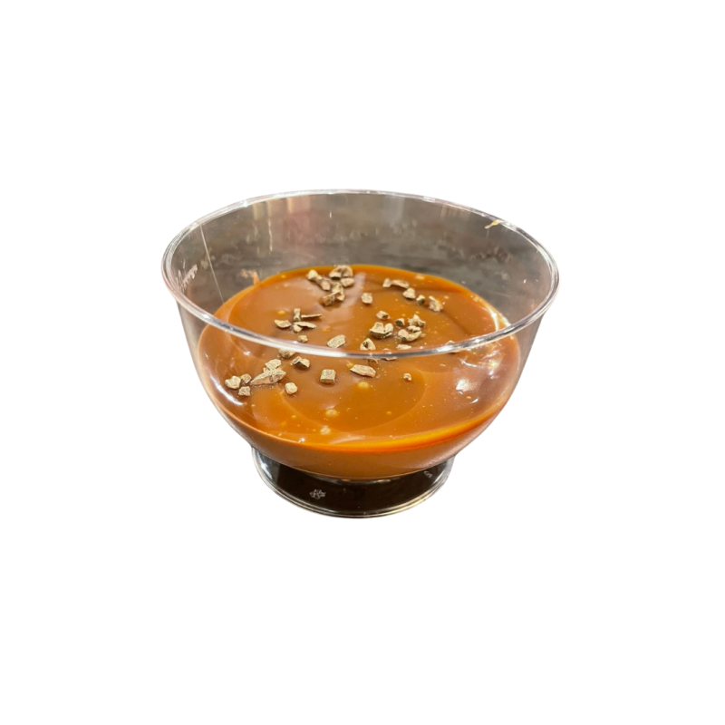 Mousse de xocolata negra amb caramel salat
