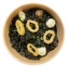Arroz negro con calamar a la andaluza y mayonesa cítrica