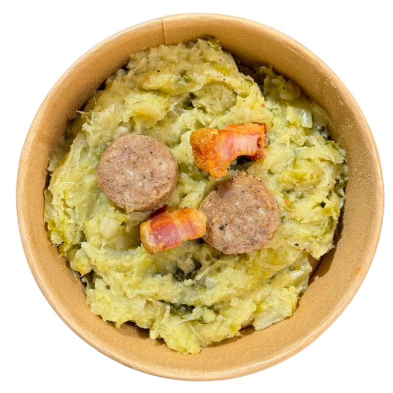 Trinxat de la Cerdanya con butifarra negra y torrezno de Soria