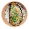 Berenjena rellena de verduras con arroz