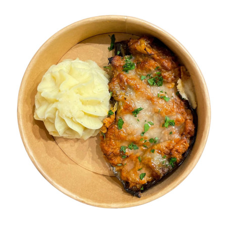Berenjena rellena con puré de patata