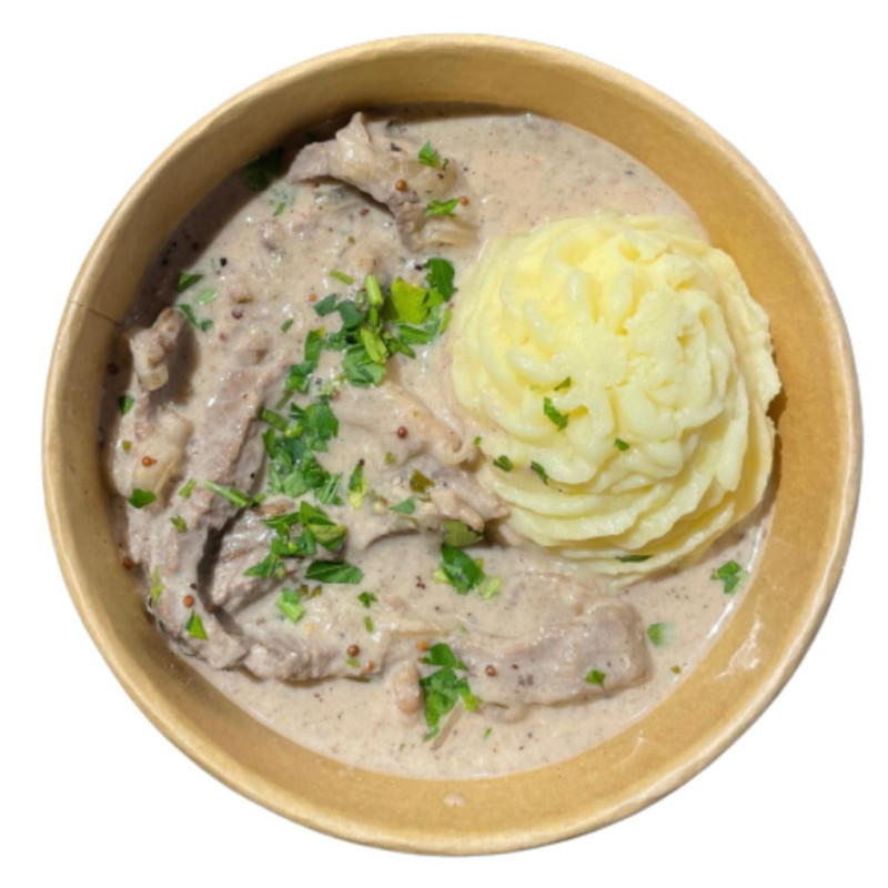 Ternera Strogonoff con puré de patata