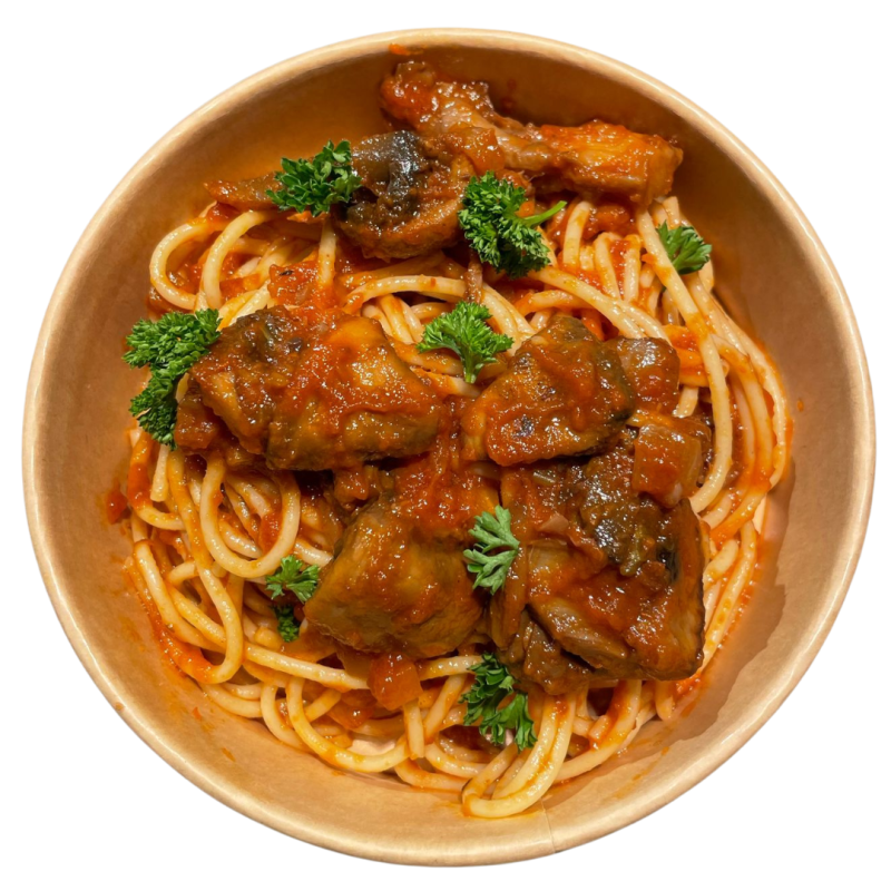Spaguetti con ragú de setas