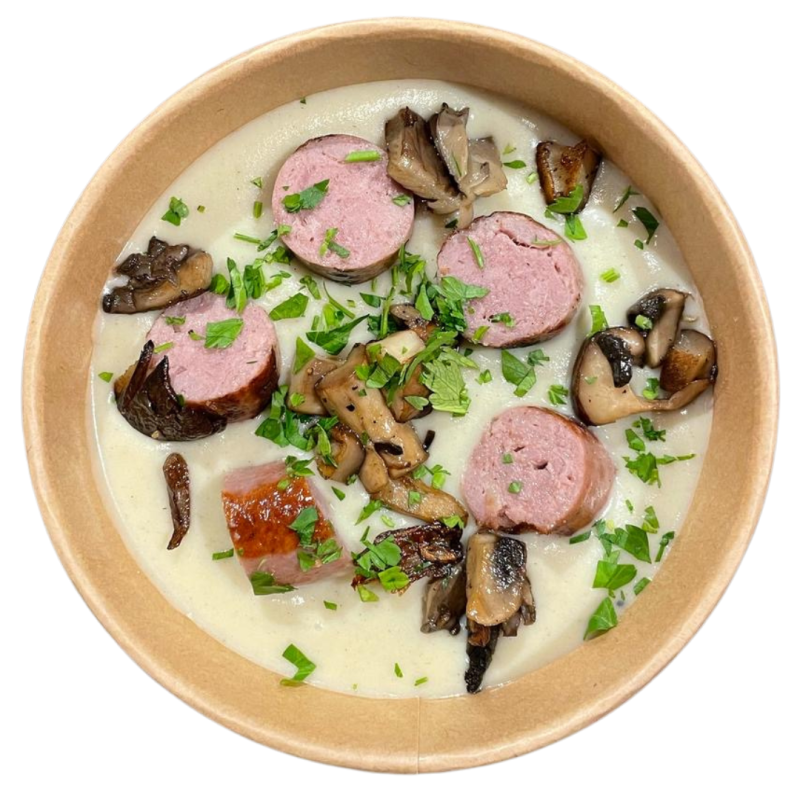 Parmentier trufada amb botifarra i bolets de temporada