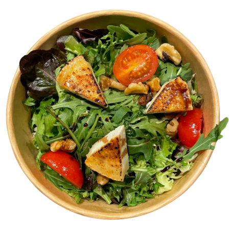 Ensalada de queso de cabra caramelizado