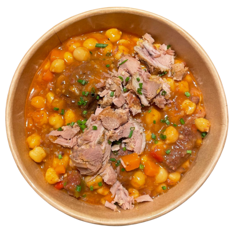 Garbanzos con cordero y morcilla