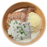 Lomo de cerdo con salsa Roquefort y puré de patata