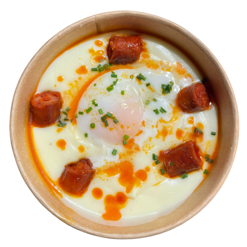 Parmentier amb xistorra i ou poché