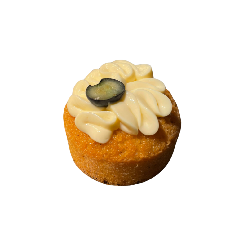 Financier de almedra con crema de limón