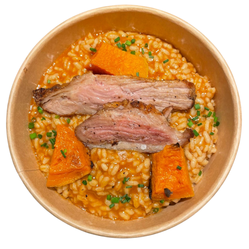 Arroz de secreto ibérico con calabaza asada