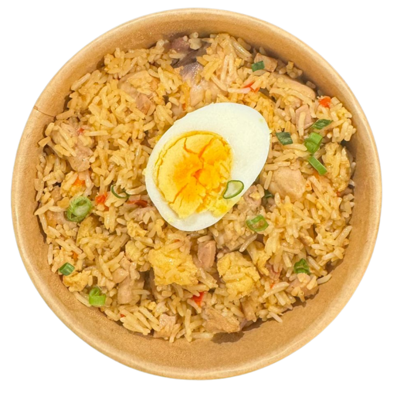 Arroz chaufa con huevo duro