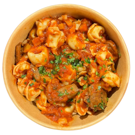Tortellini con ragú de setas