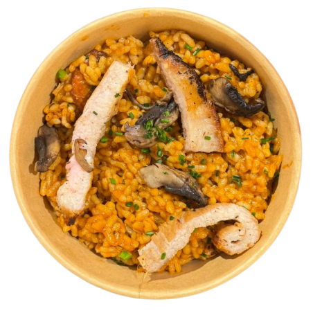 Arroz de secreto ibérico y setas