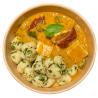 Tofu con salsa de tomate seco cremosa y gnocchis a las hierbas frescas