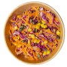 Ensalada de col lombarda, zanahoria, cebolla y maiz con sésamo