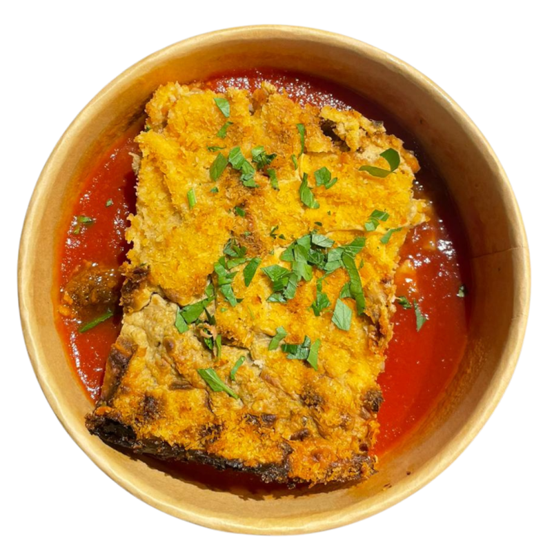 Lasaña de heura y verduras con bechamel de coco y curry