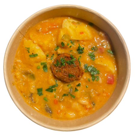 Guiso de alubias con chorizo vegetal