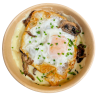 Parmentier trufado con setas y huevo frito