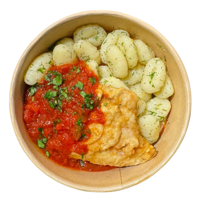 Filets de lluç amb salsa amb gnocchis a l'anet i llimona