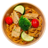 Tagliatelle de verduras braseadas con heura especiada