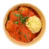 Mandonguilles amb tomàquet i puré de patata