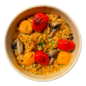 Arròs de bolets i verdures amb romesco