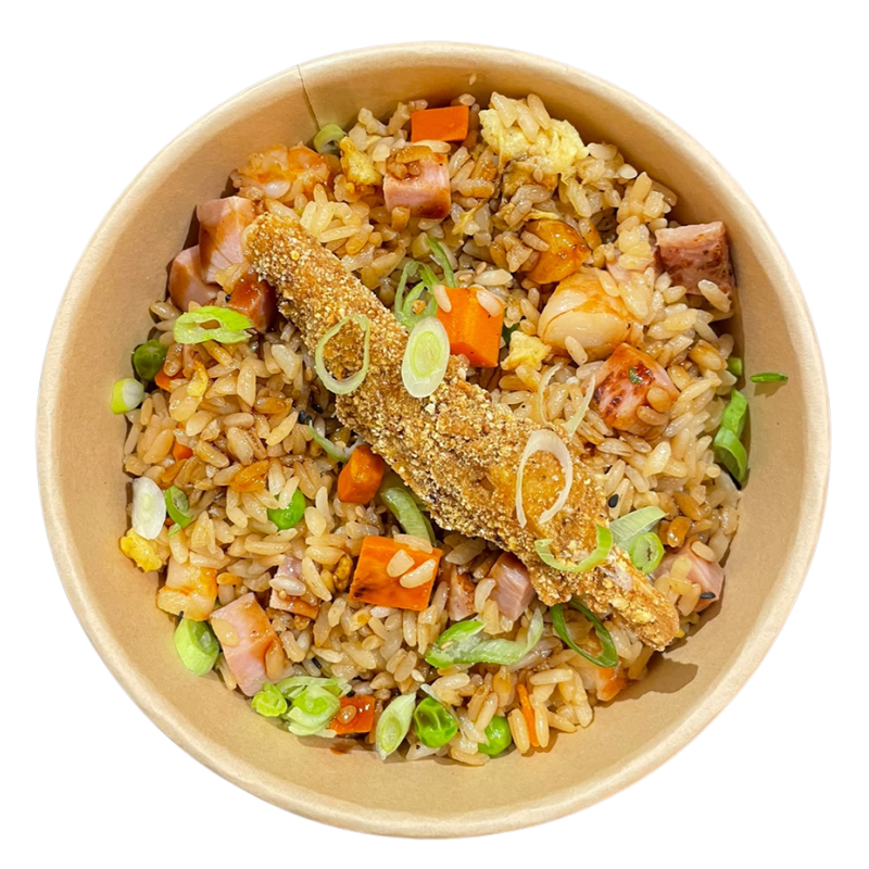 Arroz 5 delicias con langostino crunchy