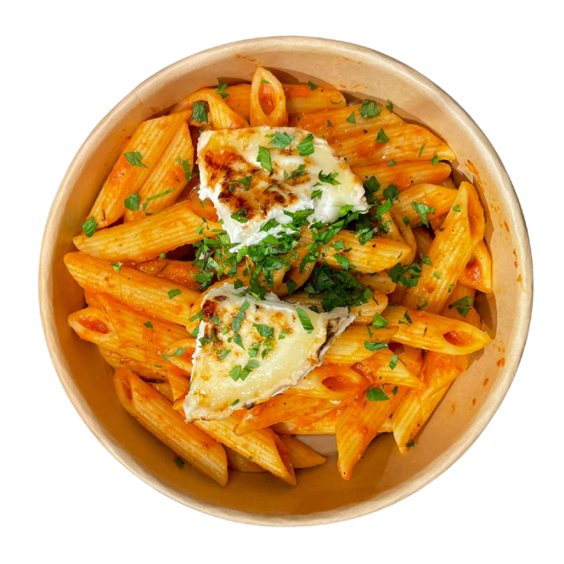 Macarrons amb sobrassada i formatge de cabra