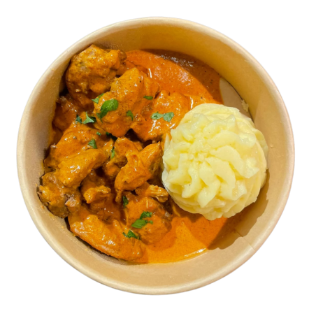 Pollo tikka massala con puré